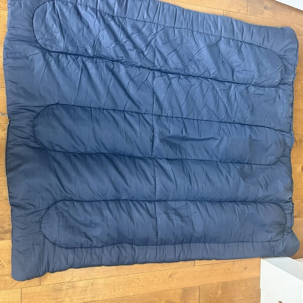 Vintage 1970s Coleman Sleeping Bag Blue Red Flannel Lined Hunt Moose Duck Dog